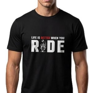 ZIGALA Men's 100% Cotton Rider T-Shirt | Life is Better When You Ride Graphic Printed Tee | Biker Motorcycle T-Shirt | DTF Print | Machine Wash